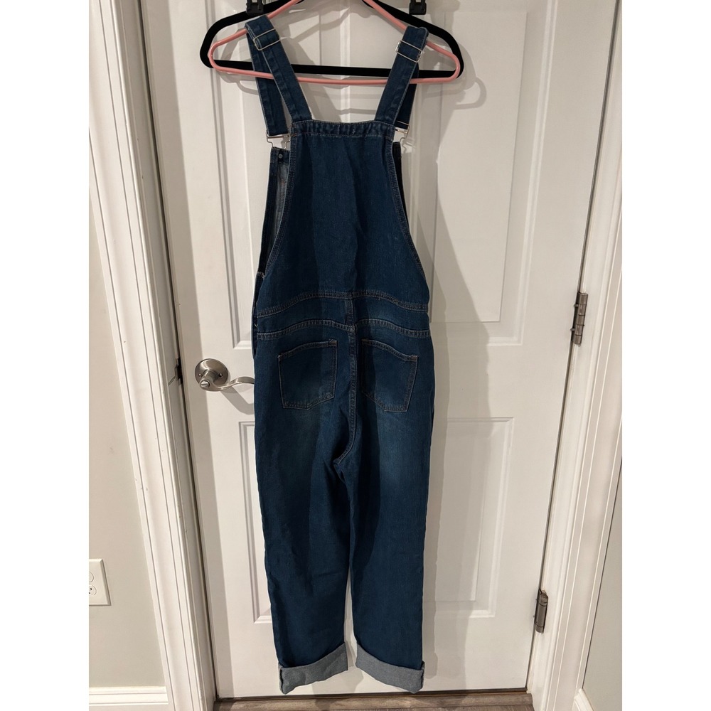 MissLook Bib Overalls Women's Denim Painted Floral Boho Wearable Art Hippie Sz S - Picture 6 of 6